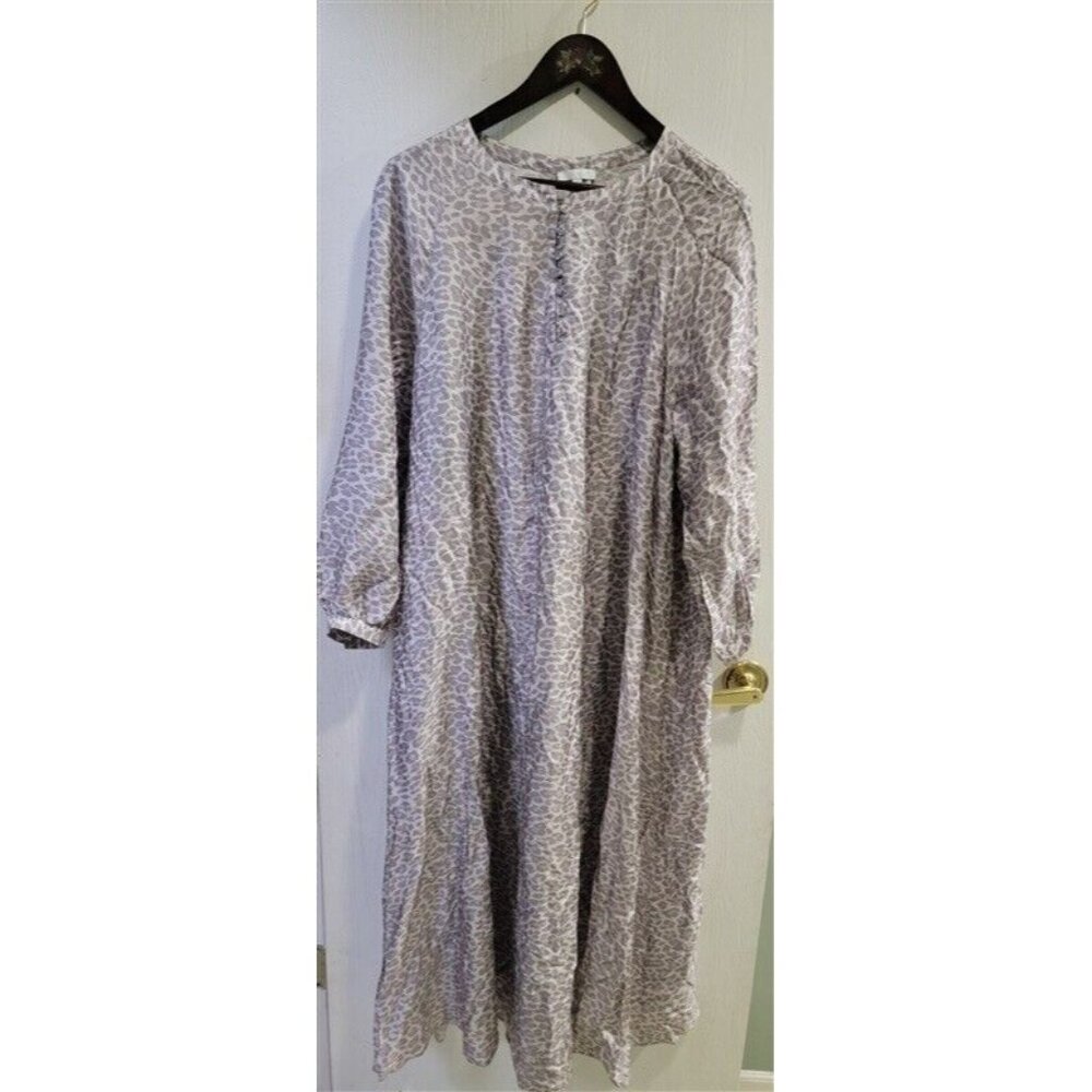 NWOT Calme Johnny Was XL V neck Buttoned Raglan Dress Leopard 113815